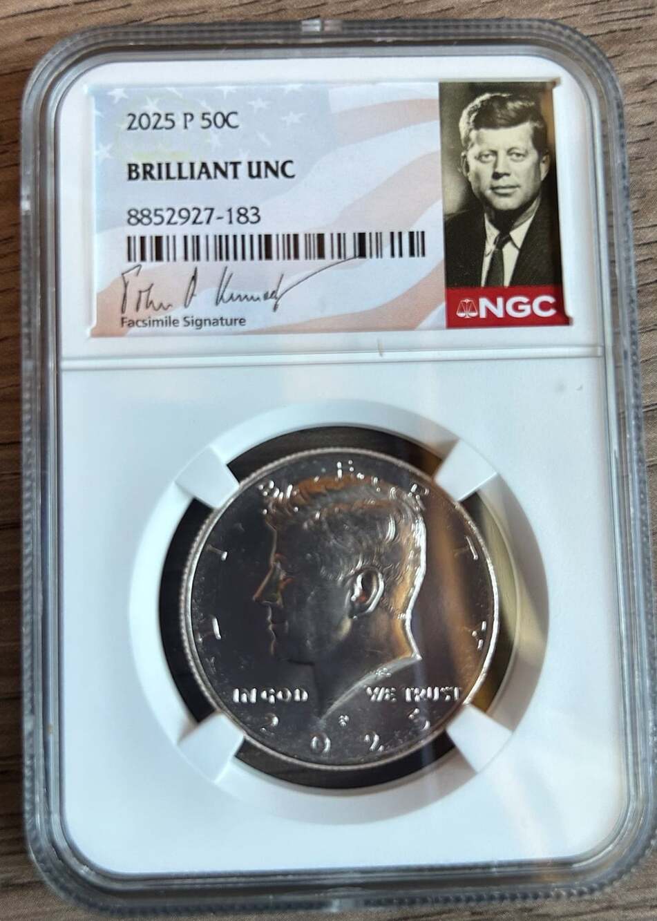 2025 P Kennedy Half Dollar Brilliant Uncirculated NGC Slabbed Coin
